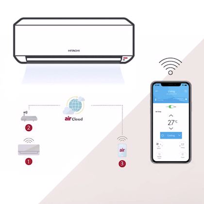 Hitachi airHome 400 binnen + buitenunit 5,0 kW R32 (incl. IR afstandsbediening en Wifi)