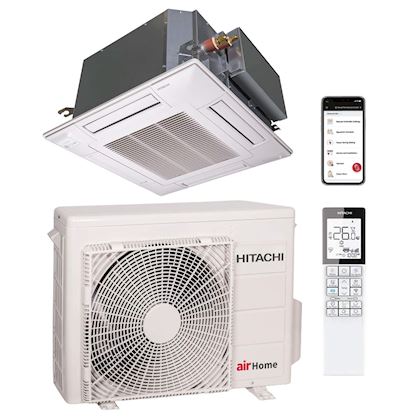 Hitachi airHome Cassette plafond binnen + buitenunit 3,5 kW R32 (excl. uitblaaspaneel incl. Wifi)
