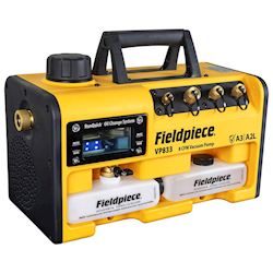Fieldpiece RunQuick 2-traps vonkvrije vacuümpomp capaciteit 225L/min 8CFM bereik 15 micron ATEX-rated (A2L/A3)
