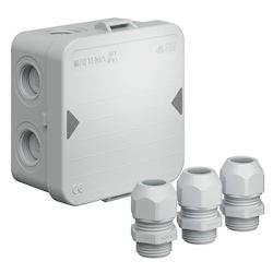 Attema kabeldoos met deksel IP65 incl. 3 wartels 95 x 95 x 45 mm