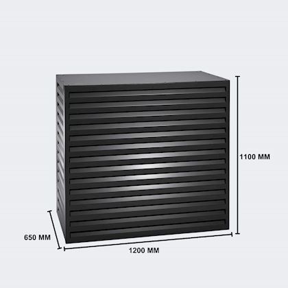 Evolar Evo-cover omkasting Large zwart aluminium gepoedercoat 1100 x 1200 x 650 mm + condensorschot en opstelvoetjes