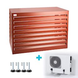 Evolar Evo-cover omkasting Large steenrood aluminium gepoedercoat 1100 x 1200 x 650 mm + condensorschot en opstelvoetjes