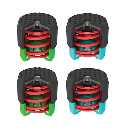 Soleco trillingsdemperset Groen 30-55kg M8 (2x Groen + 2x Blauw)