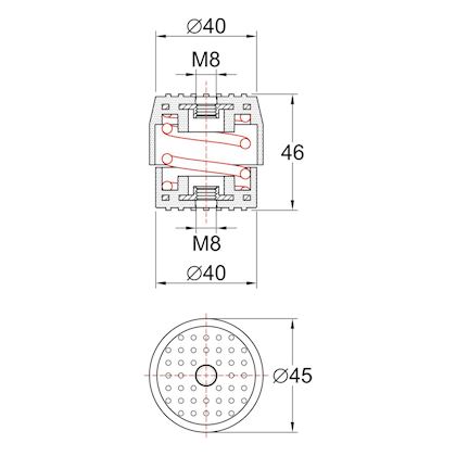 Soleco trillingsdemperset Bruin 70-120kg M8  (2x Wit + 2x Rood)