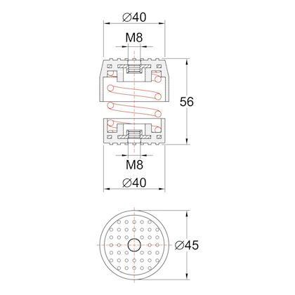 Soleco trillingsdemperset Rood 120-170kg M8  (2x Wit+ 2x Rood)