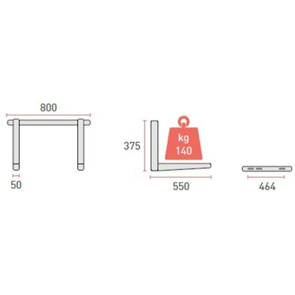 Rodigas MS257 3x wandbeugel Wit met inschuifrail b=800 mm, l=550 mm, sleufgat h.o.h. max. 464 mm, max. 140 kg