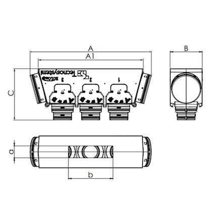 Tecnosystemi Eolo EPS plenum met 6 aansluitingen voor kanaalunit max. b=1060 mm
