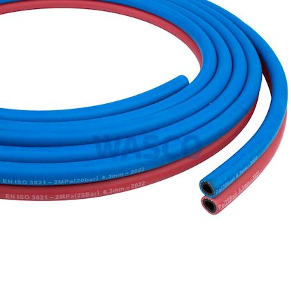 Gloor HS-4 duoslang 6 x 6mm blauw/rood, lengte 5 m tbv zuurstof/acetyleen zonder slangklemmen