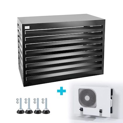 Evolar Evo-cover omkasting Large zwart aluminium gepoedercoat 1100 x 1200 x 650 mm + condensorschot en opstelvoetjes