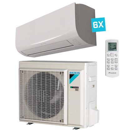 Daikin Sensira 6x binnen + buitenunit 5,0 kW R32 (incl. IR afstandsbediening en Wifi)