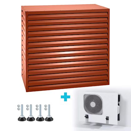 Evolar Evo-cover omkasting Large steenrood aluminium gepoedercoat 1100 x 1200 x 650 mm + condensorschot en opstelvoetjes